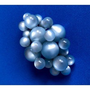 Large Vintage Pale Blue Moonglow Bead Cluster Brooch